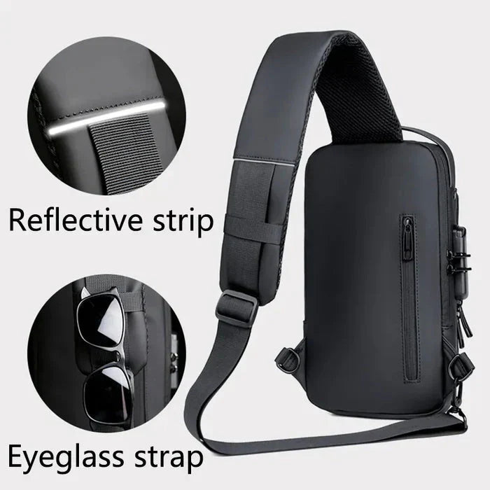 Men’s Anti-Theft Travel Crossbody Bag | USB Charging Shoulder & Chest Sling Pack