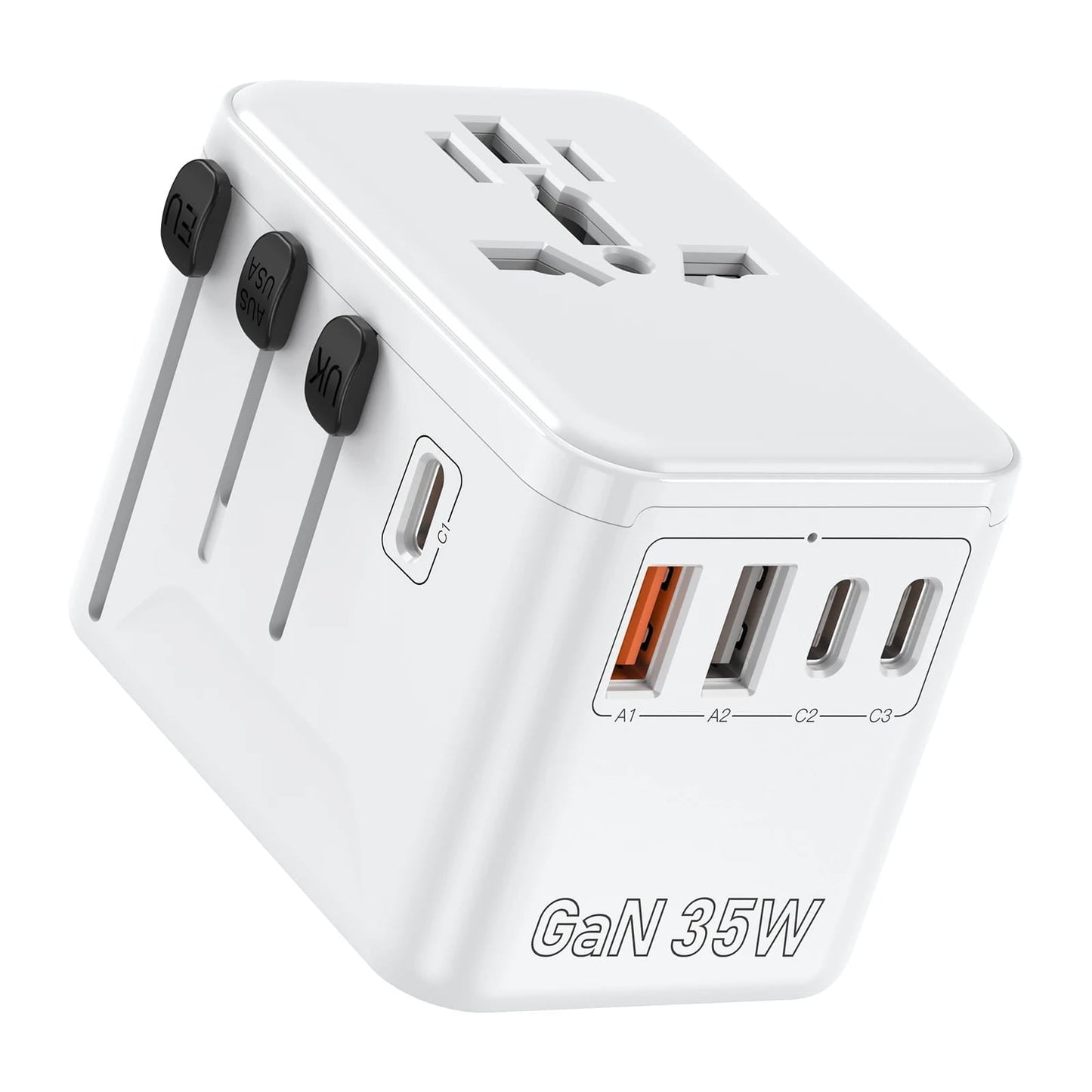 35W Universal Travel Adapter With 5 Port (3 USB A + 2 USB C)