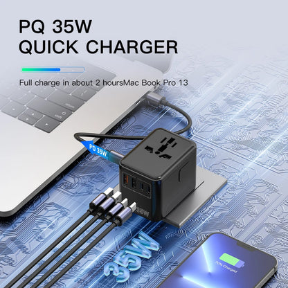 35W Universal Travel Adapter With 5 Port (3 USB A + 2 USB C)