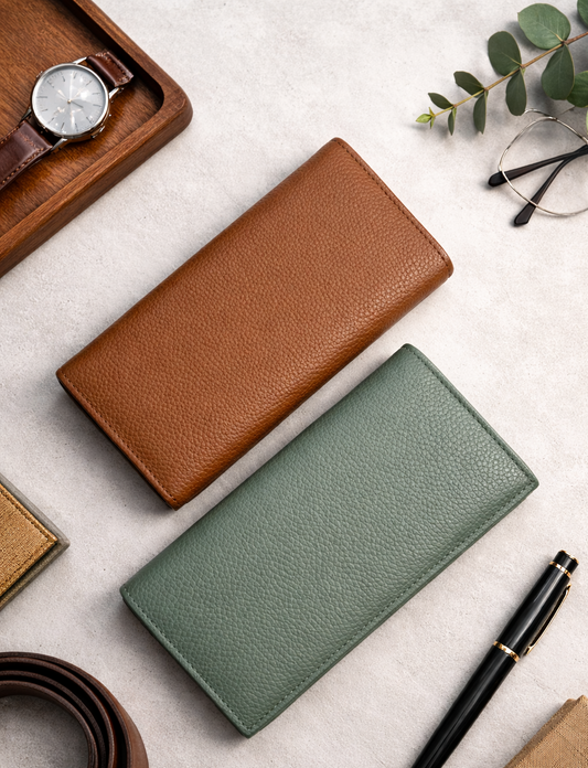 Men’s Genuine Leather Long Wallet – Multi-Slot Card Holder