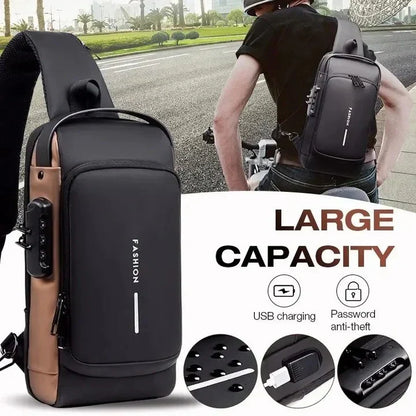 Men’s Anti-Theft Travel Crossbody Bag | USB Charging Shoulder & Chest Sling Pack