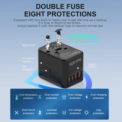 35W Universal Travel Adapter With 5 Port (3 USB A + 2 USB C)