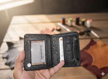 Men’s Slim Mini Design, Genuine Leather Bifold Wallet